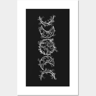 Branch and Vine Moon Phases (Vertical - White) Posters and Art